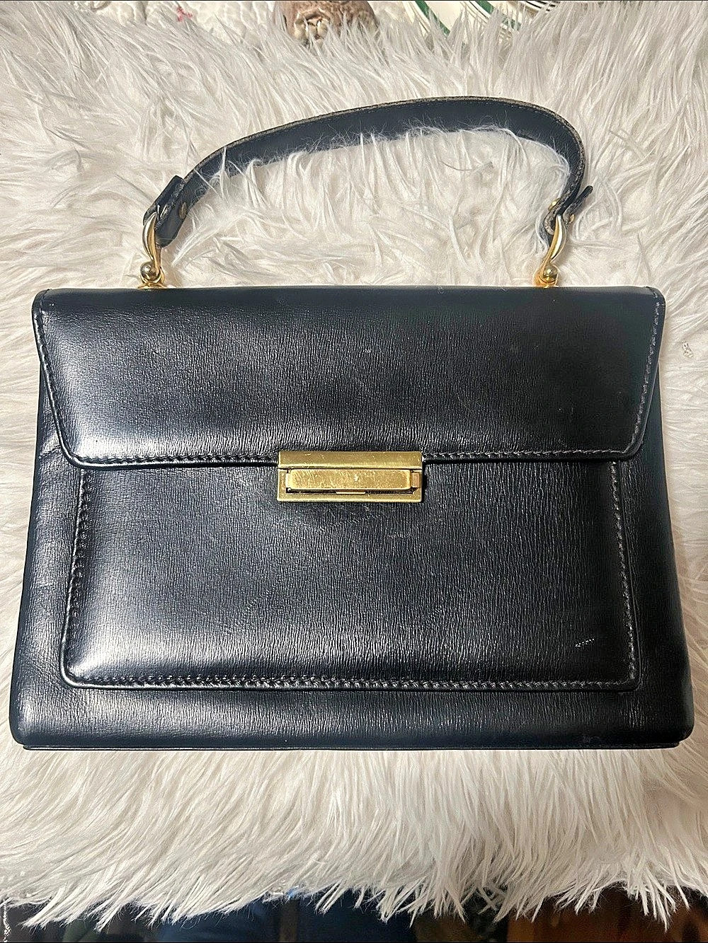 Vintage Lewis  Shoulder Bag in Black made in France